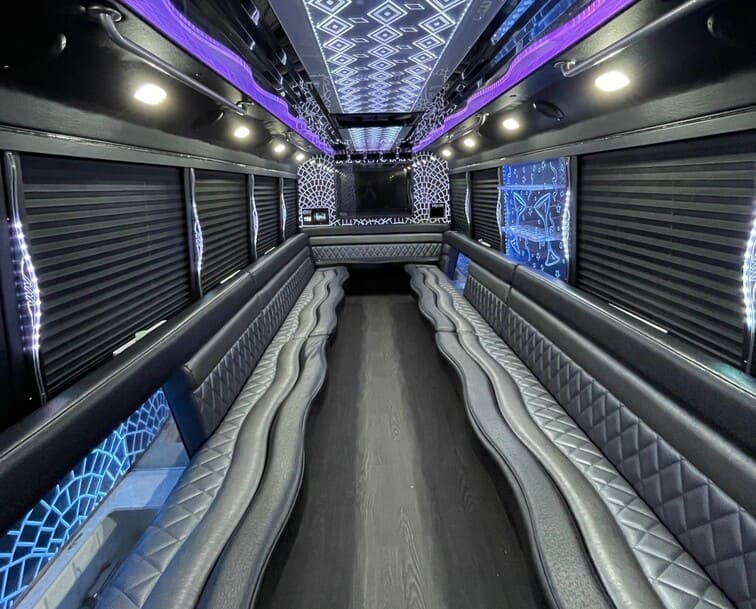 Broken Arrow 30 Passenger Party Bus White Interior