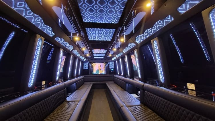 Broken Arrow 40 Passenger Limo Bus Interior